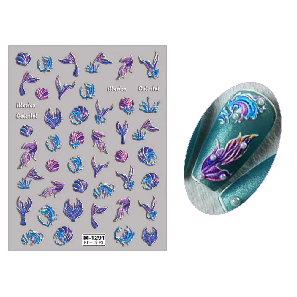 Mystical Mermaid Tail Nail Art in 5D