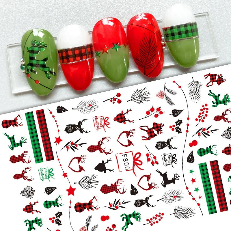 Mixed Christmas Pattern Flat Nail Decals