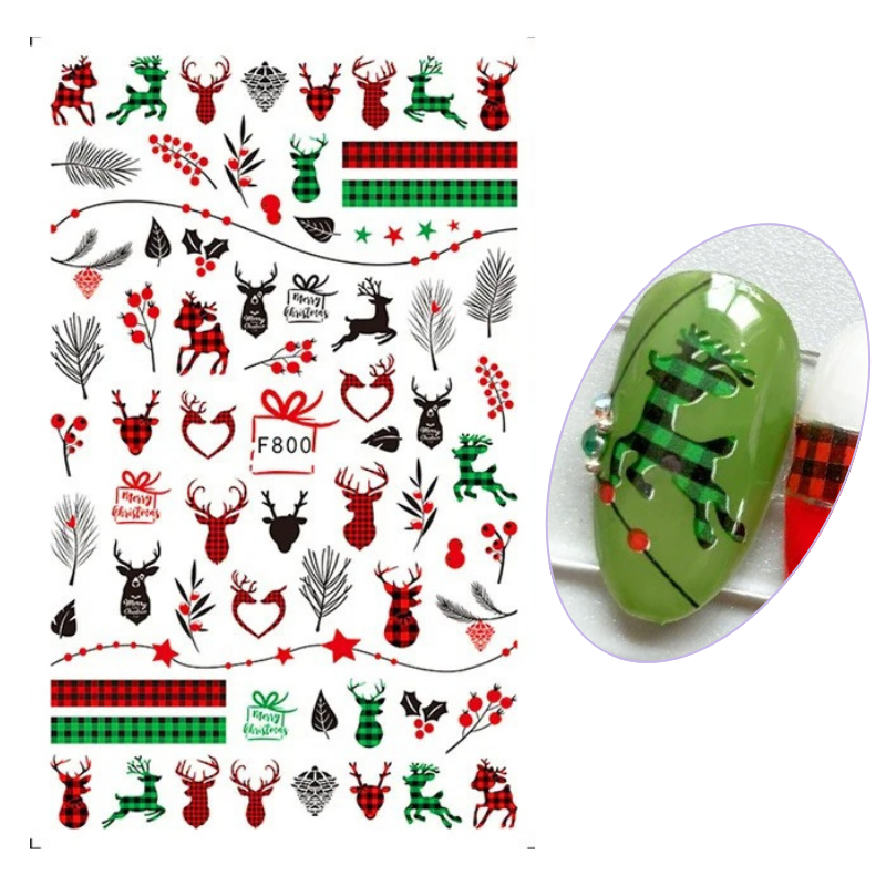 Mixed Christmas Pattern Flat Nail Decals