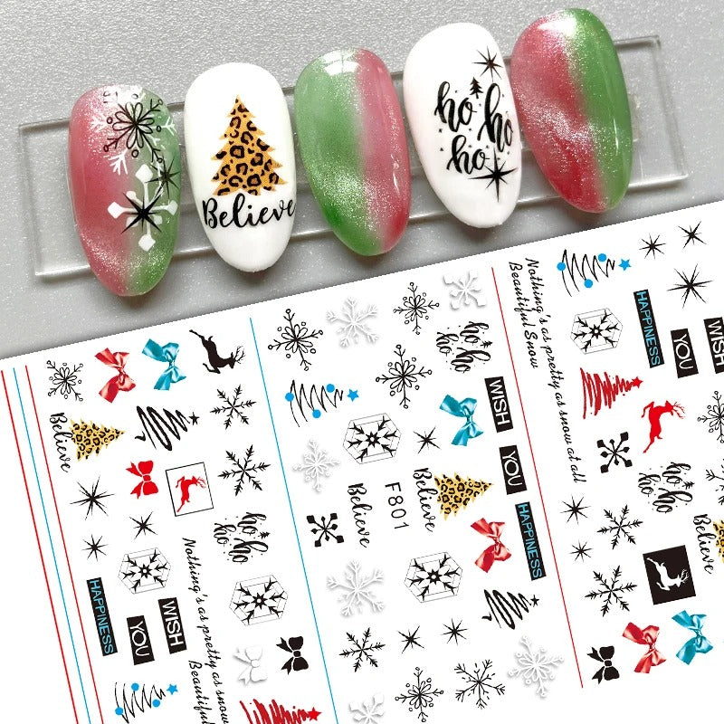 Mixed Christmas Pattern Flat Nail Decals