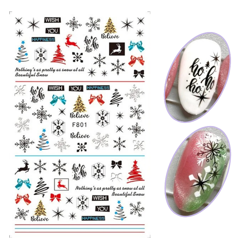 Mixed Christmas Pattern Flat Nail Decals