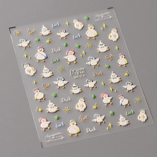 Duck with Hat Animal Print Nail Stickers in 5D