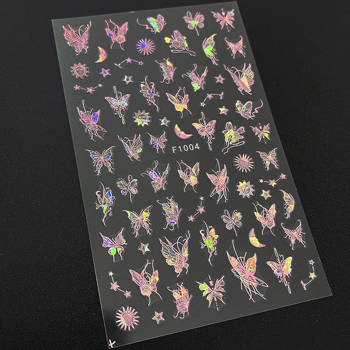 Pink Elegant Butterfly Animal Print Nail Sticker Option