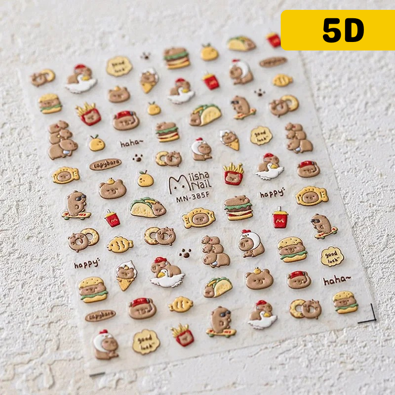 Foodie Capybara Nail Stickers