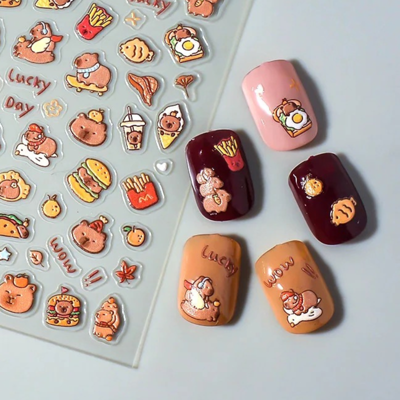 Foodie Capybara Nail Stickers