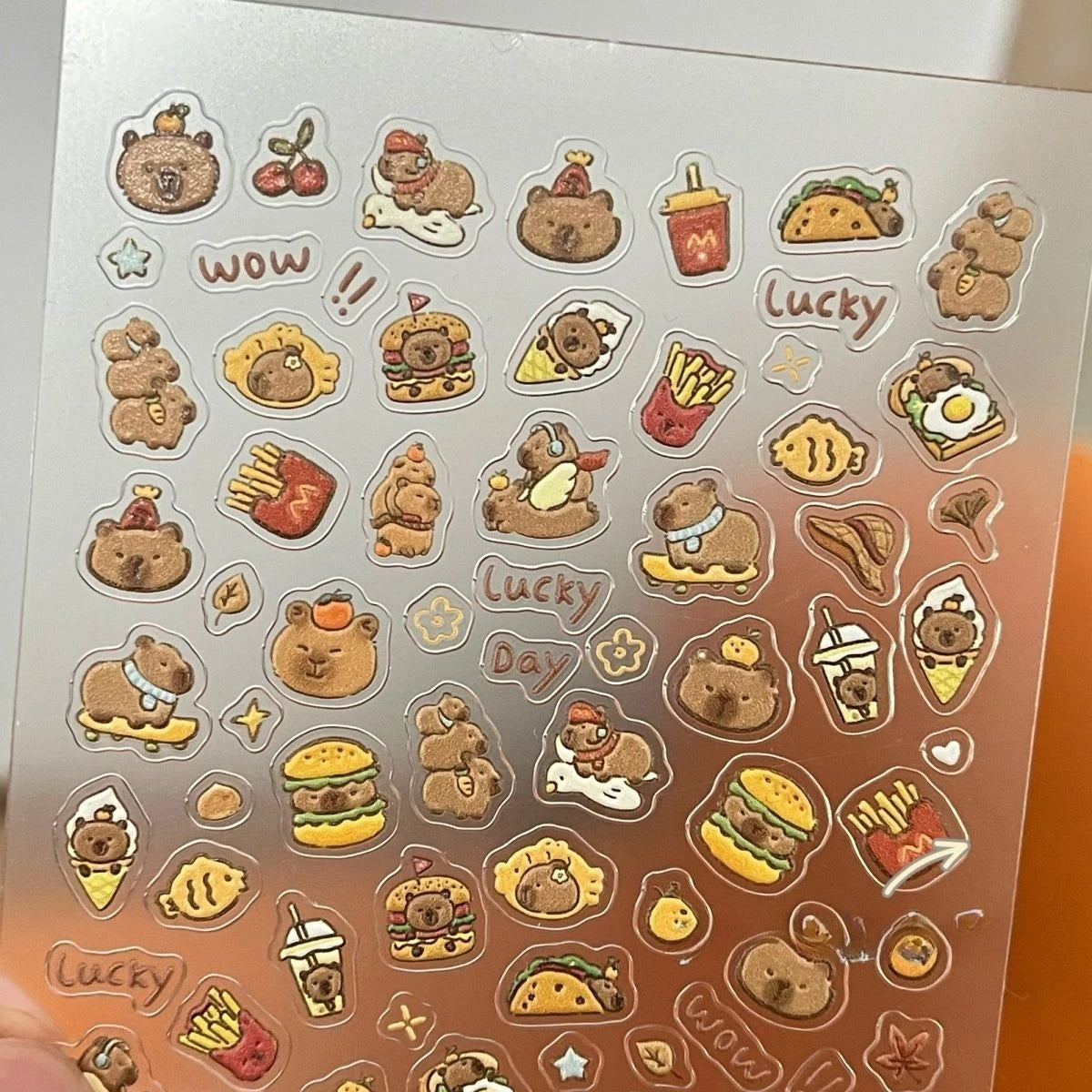 Foodie Capybara Nail Stickers