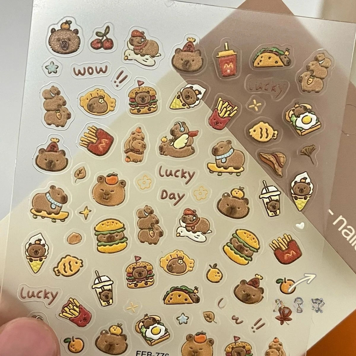 Foodie Capybara Nail Stickers