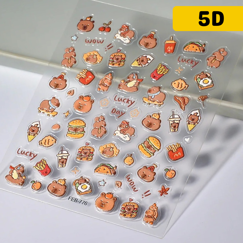 Foodie Capybara Nail Stickers