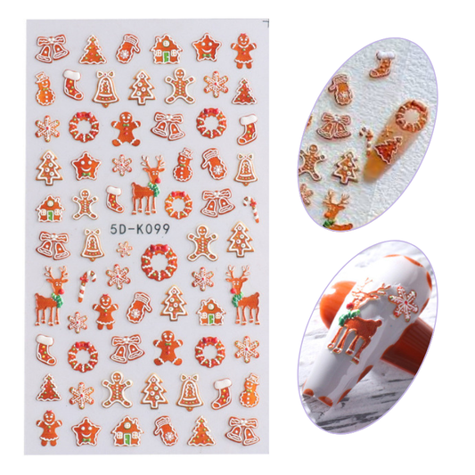 Gingerbread Cookie Nail Stickers in 5D