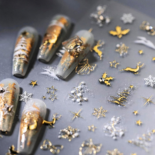 Magical Winter Goldwhite 5D Nail Stickers