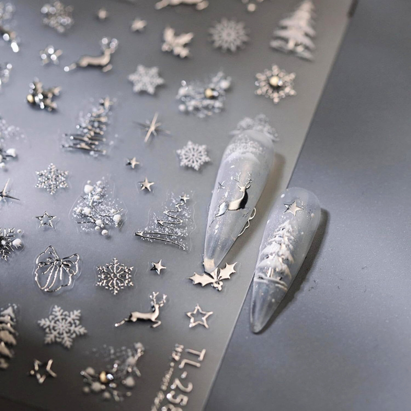 Magical Winter Silverwhite 5D Nail Stickers