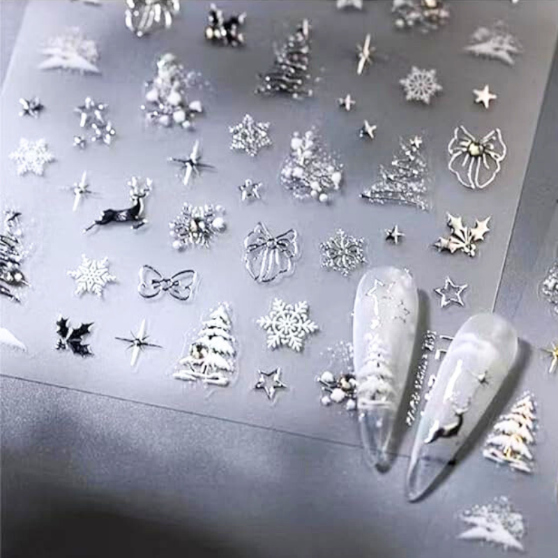 Magical Winter Silverwhite 5D Nail Stickers