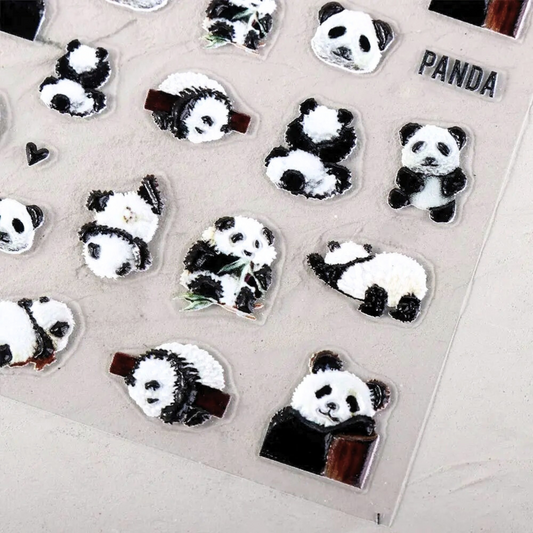 Baby Panda Animal Print Nail Stickers in 5D