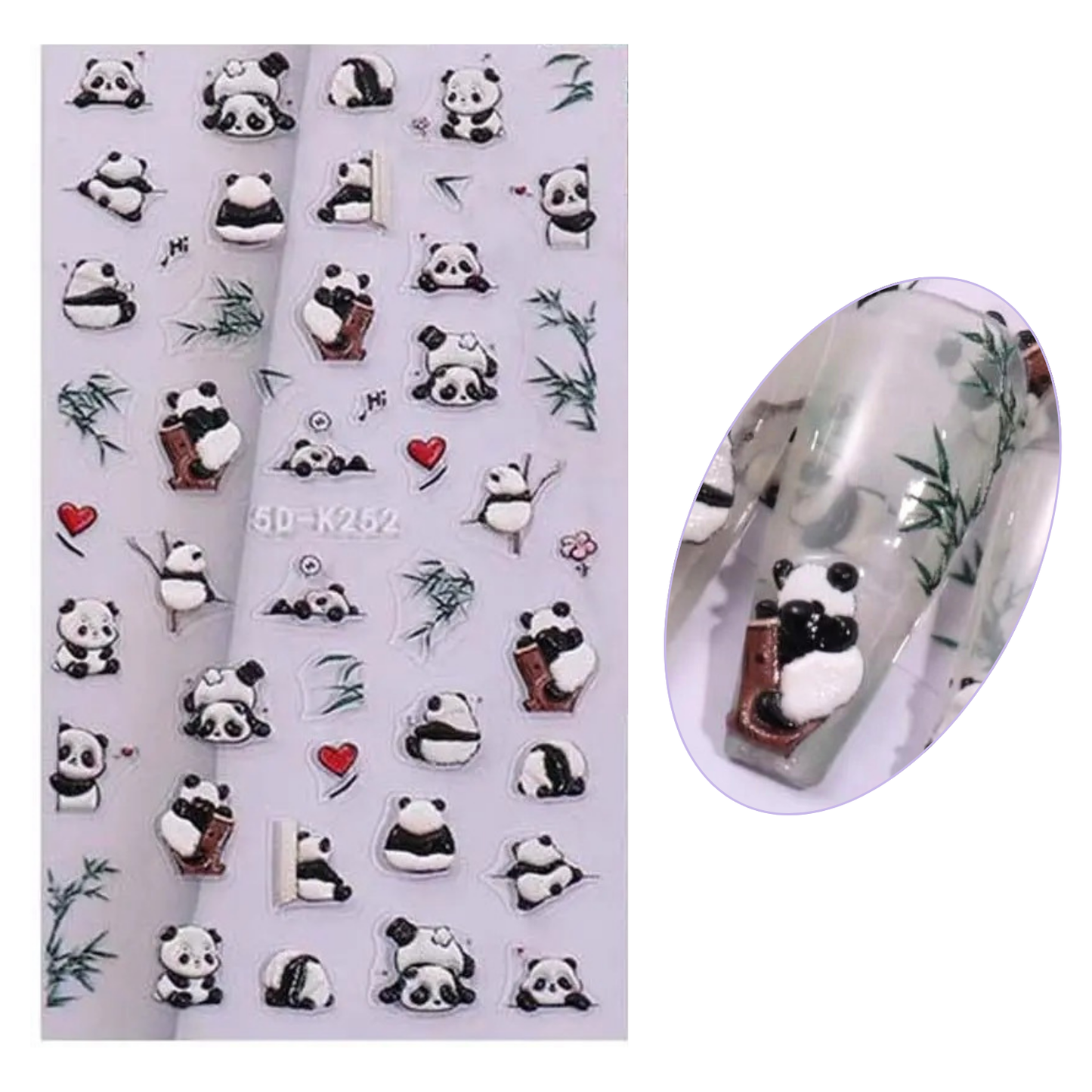 Baby Panda Animal Print Nail Stickers in 5D