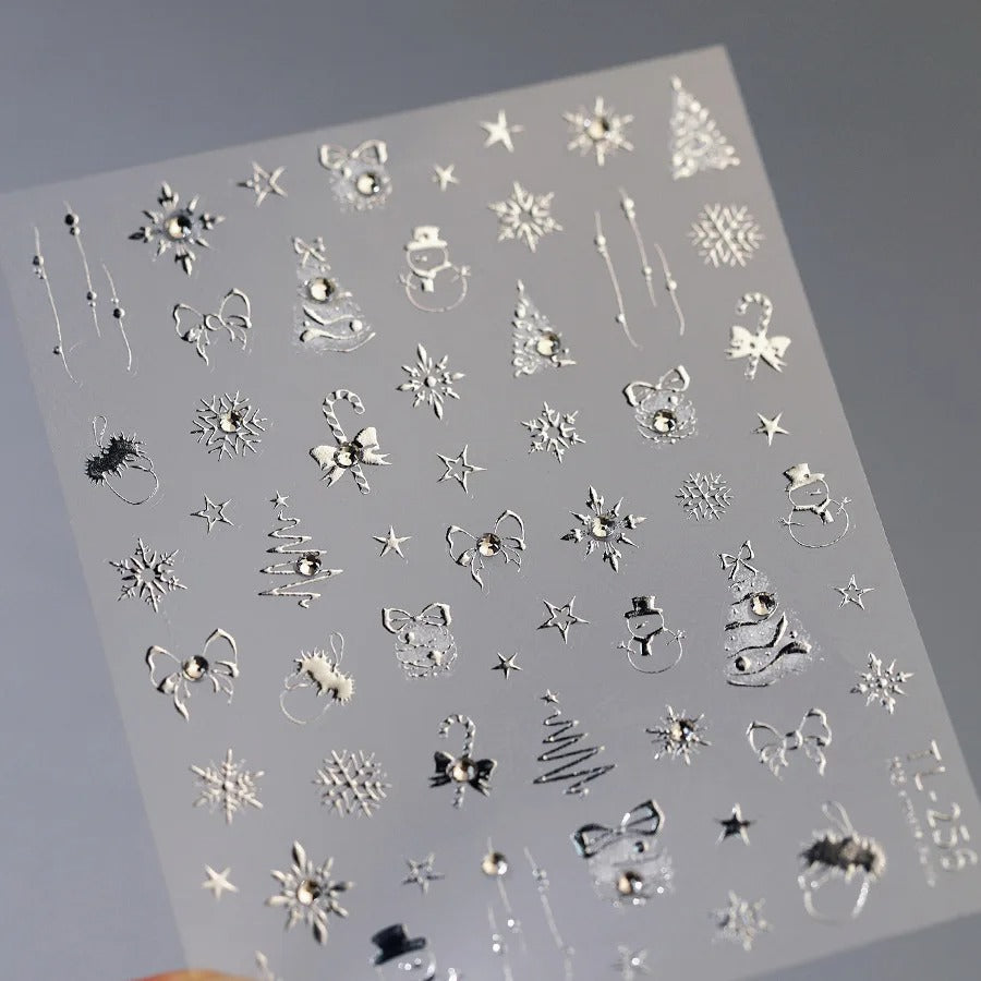 Silvery Winter 5D Nail Stickers