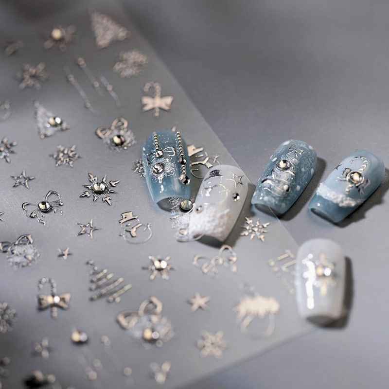 Silvery Winter 5D Nail Stickers