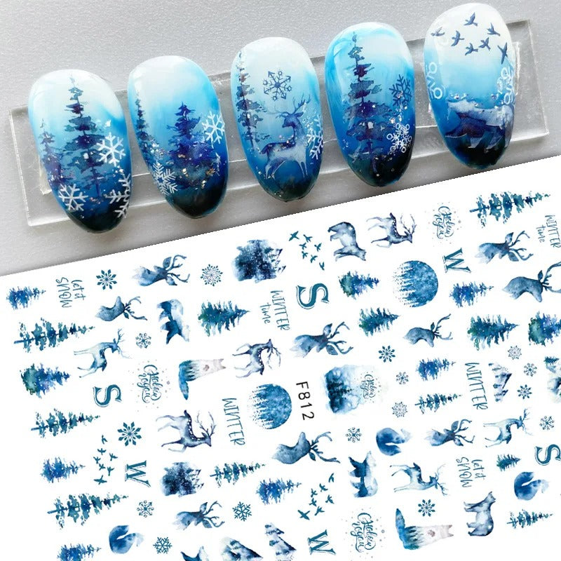 Winter Forest Animal Nail Stickers