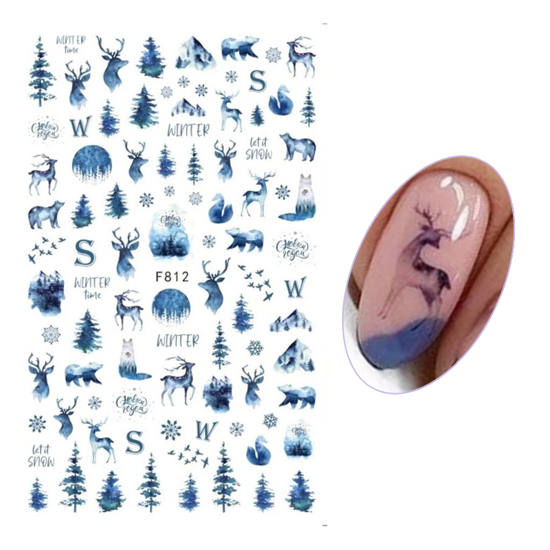 Winter Forest Animal Nail Stickers