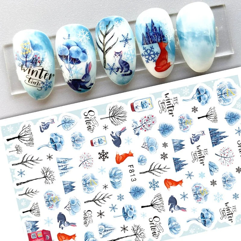 Winter Forest Animal Nail Stickers