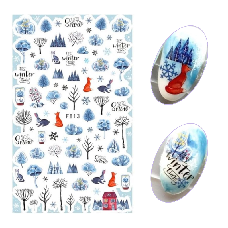 Winter Forest Animal Nail Stickers