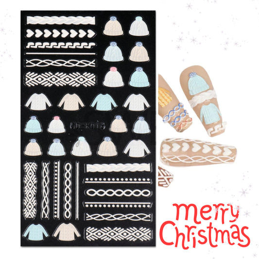 Christmas Eve Knitted Pattern Nail Stickers