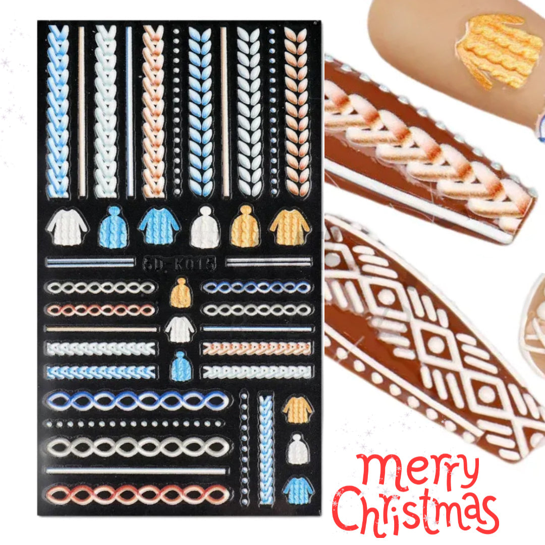 Christmas Eve Knitted Pattern Nail Stickers