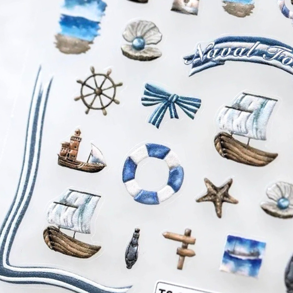 Nautical Lighthouse & Boat Vintage Stickers