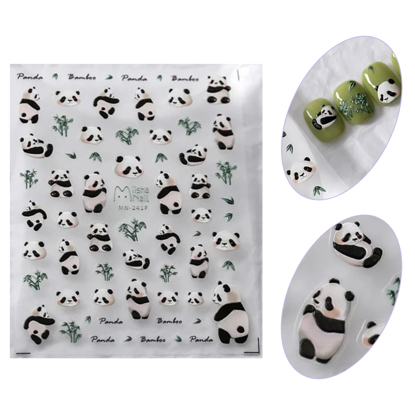 Panda 5D Cute Animal Print Nail Art Stickers