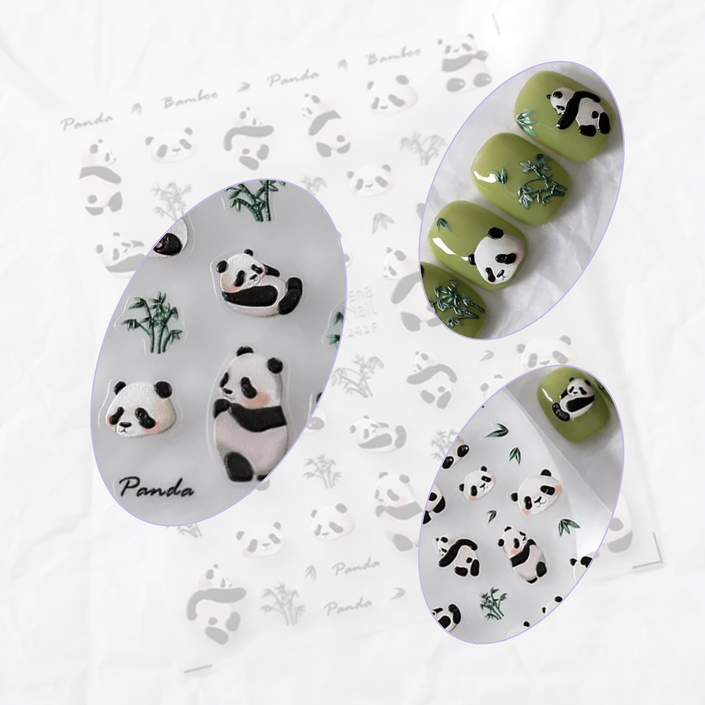 Panda 5D Cute Animal Print Nail Art Stickers