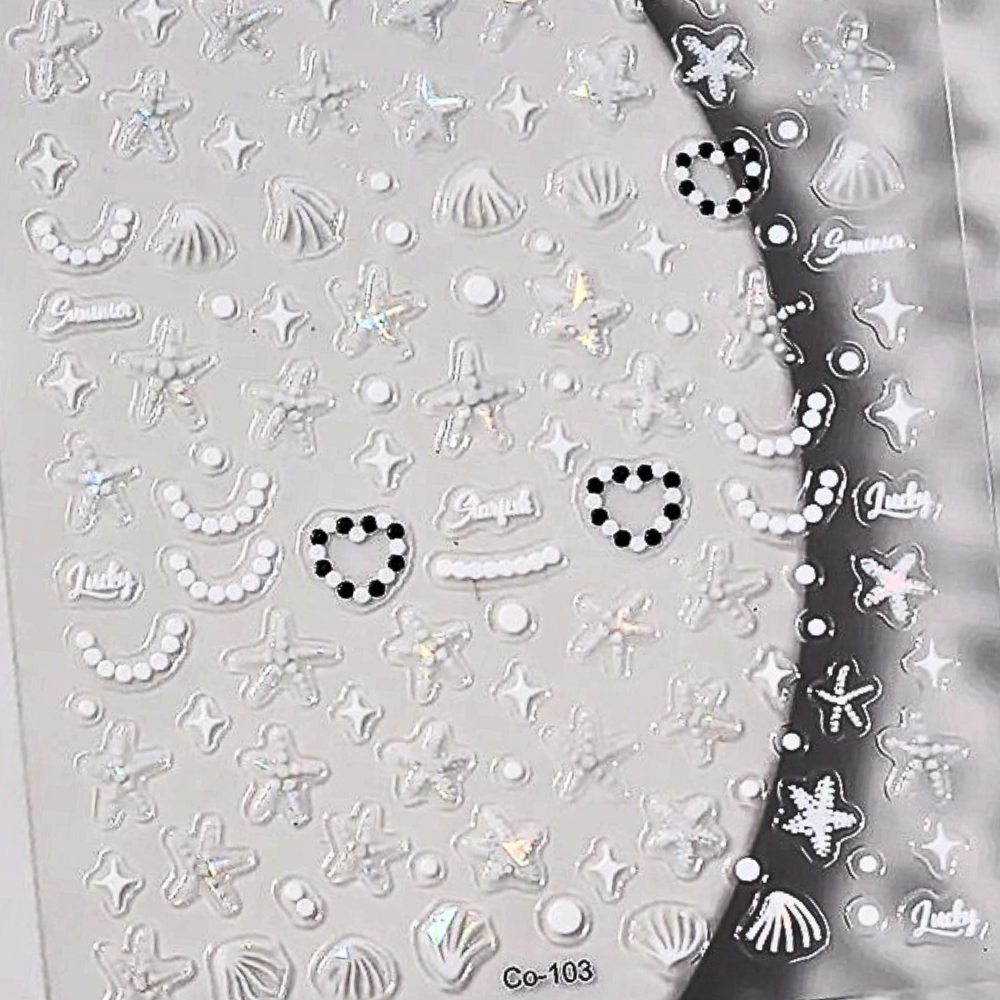 Pearl & Star White Seashell Nail Stickers