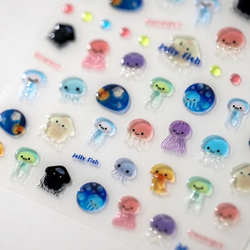 Smiling Jellyfish 3D Nail Stickers