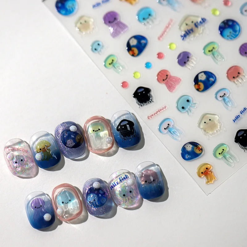 Smiling Jellyfish 3D Nail Stickers