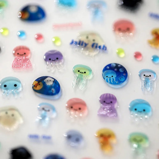 Smiling Jellyfish 3D Nail Stickers