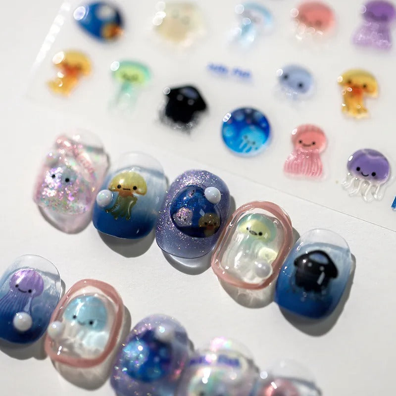 Smiling Jellyfish 3D Nail Stickers