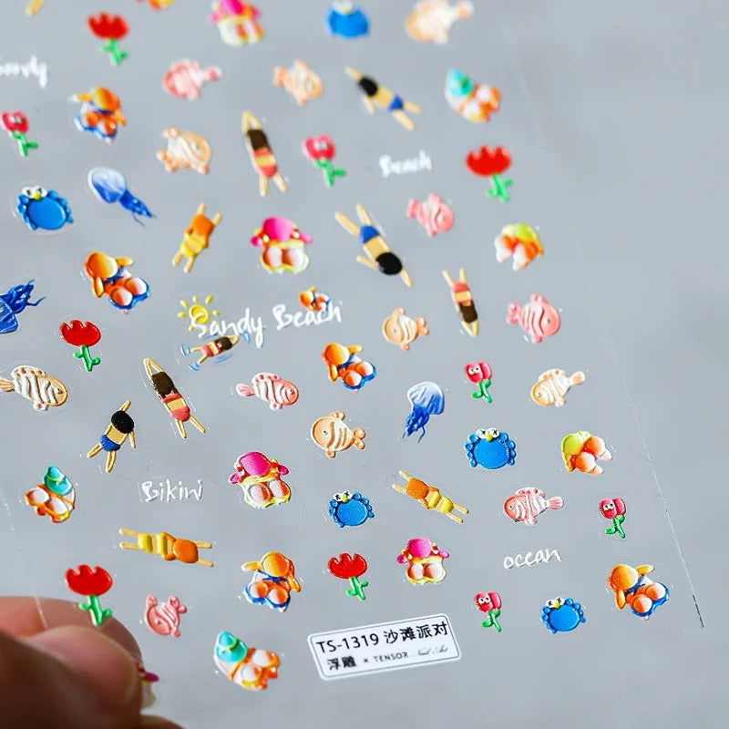 Summer Beach Adventures Nail Art Stickers